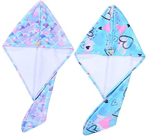 FRCOLOR 2pcs Cappuccio Stampato Per Capelli Secchi Capelli Bandane Elastici Per Capelli Delle Signore Panni In Microfibra Asciugamani Per I Bambini Asciugamani Per Le Donne Asciugamani Per