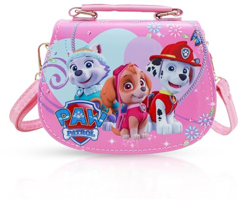 Chukua Kinderhandtasche Dog- Patrol Tasche Hund Umhängetasche Kinder Mädchen Dog Handtasche Kindertasche Schultertasche mit Verstellbarem Gurt zum Ausgehen oder Reisen, Geschenke für Mädchen Girls
