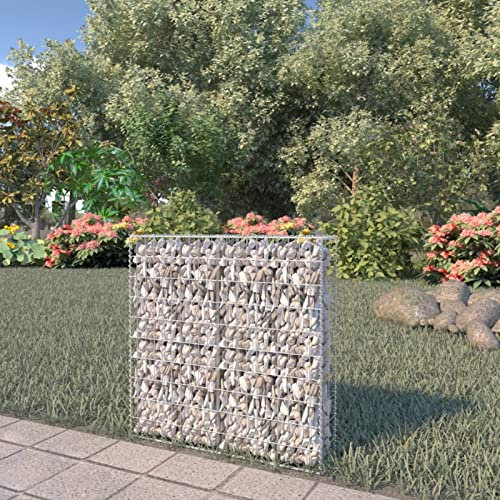 Homgoday Gabion Mur avec couvercles en acier galvanisé 80 x 20 x 100 cm, panier en gabion, panier en grillage en pierre, mur de soutènement extérieur en spirale, jardinière de jardin Gabion surélevée