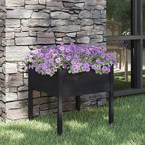 ShGaxin Jardinière d'extérieur Noir 70x70x70 cm Bois de pin Massif,Jardiniere sur Pieds,Jardiniere Terrasse