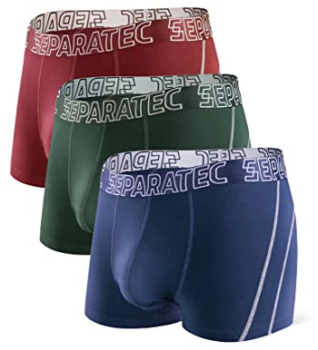 Separatec Men's Boxer Briefs Smooth Bamboo Rayon with Separated Pouches Underwear 3 Pack Boxer Shorts Stylish multicolours Trunks