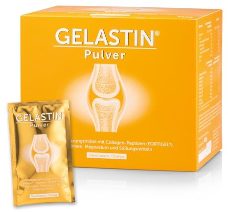 GELASTIN® Pulver | 30x 136 g | Orange | FORTIGEL® Collagen-Peptide | Magnesium, Vitamin C, Vitamin B6, Vitamin B1, Vitamin A, Folsäure & Vitamin B12