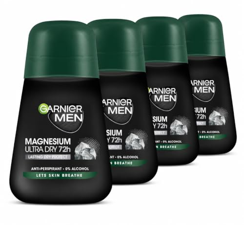 GARNIER DEO ROLL ON MEN MAGNESIUM ULTRA DRY 72 H 50 ML PACK OF 4