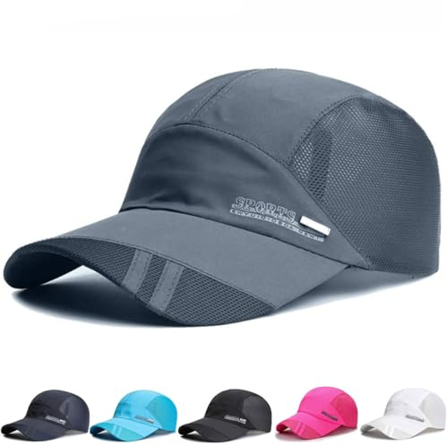 RALSPEC Lightweight Mesh Running Cap Adjustable Breathable Baseball Cap Sun Visor Hat Quick Dry Sports Hats (UK, Alpha, One Size, Grey)
