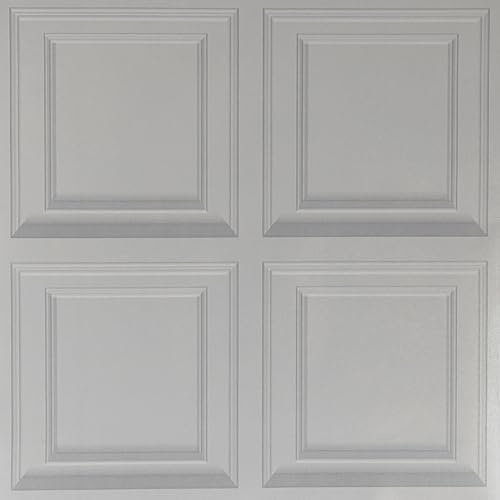 Swehooirt 3D Effect Grey Panel Wallpaper Vintage Textured Wall Paper Roll Living Room Feature Wallpaper for Bedroom Adults Hallway and Stairs Retro Feature Wall Panelling