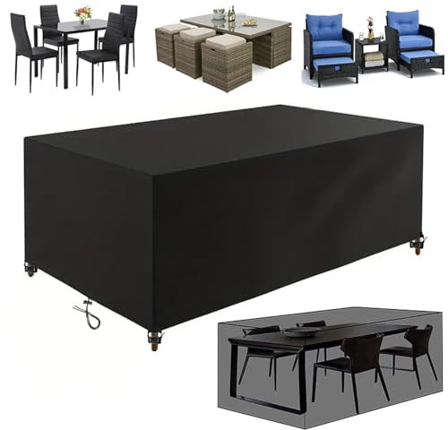 Gartenmöbel Abdeckung Wasserdicht 125x115x95cm/LxWxH Schwerlast 420D Oxford Gewebe Gartentisch Winterfest Winddicht Anti-UV Schutzhülle für Terrassenmöbel Abdeckp Quadrat Schutzhül