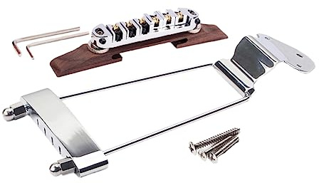 UPKOCH Gitarrensteg Saitige Archtop-jazzgitarren Höhenverstellbar mit Saitenhaltern aus Massivem Metall Schwarz Verchromt Inklusive Befestigungsschrauben