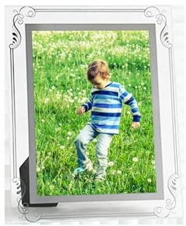 Stfery Photo Frame 30x21 Silber Glasbilderrahmen für Kinderzeichnungen, Tischplatte, Horizontal Und Vertikal
