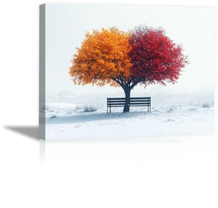 BOHUO Quadro Albero della vita Stampa su Tela XXL, Albero colorato Quadri Murale Moderno Grafica Decorazioni da Parete Pittura Decori - 50x70cm Incorniciato(Grigio)