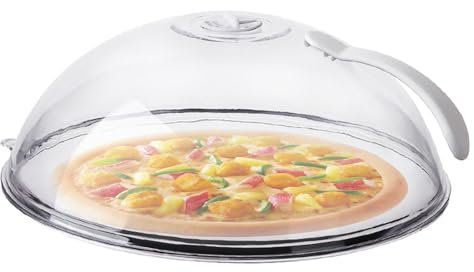 Cloche Micro-Onde 26cm, Couvercle Anti-éclaboussures pour Micro-ondes, Transparent Couvercle Micro-Ondes Cloche Alimentaire pour Micro-ondes, Couvercle pour Micro-Ondes avec Trous de Vapeur et Poignée