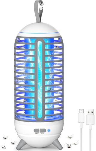Insektenvernichter Elektrisch, 2500mAh Mückenlampe Campinglampe 2 IN 1, Mückenfalle USB Wiederaufladbare Fliegenfalle Tragbare Mückenschutz IP68 für Outdoor/Innen/Außen/Gärten