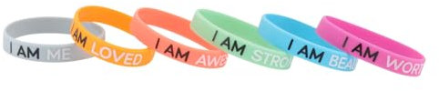 WESIEVYA 6pezzi Braccialetti Silicone Elastico Colorati Unisex Messaggi Motivazionali Per Festa e Uso Quotidiano