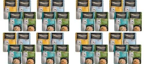 Miamor Feine Filets in Sauce 32 x 100g Mixpaket | Getreidefrei, Fettarm, Ohne Zucker & Nebenerzeugnisse, Hochwertige Filetstückchen | im Frischebeutel | Nassfutter für Katzen