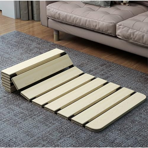 LOWBDGFU Tragbares Klappbett, Lattenrost, Queen-Size-Bett mit voller Doppelmatratze und Lattenrost, Faltbarer Ersatz für Bunkie-Bretter aus Holz mit Nylonschnur, für Schlafunterlage für Couch-/Plattf