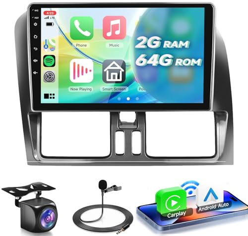 VECHTEL Autoradio 2G+64G Android 15 pour Volvo XC60 2008-2013, 9 Pouces IPS HD 2.5D Écran Tactile avec Carplay Android Auto sans Fil Dab+ GPS Wi-FI Bluetooth HiFi FM RDS Radio Caméra de Recul