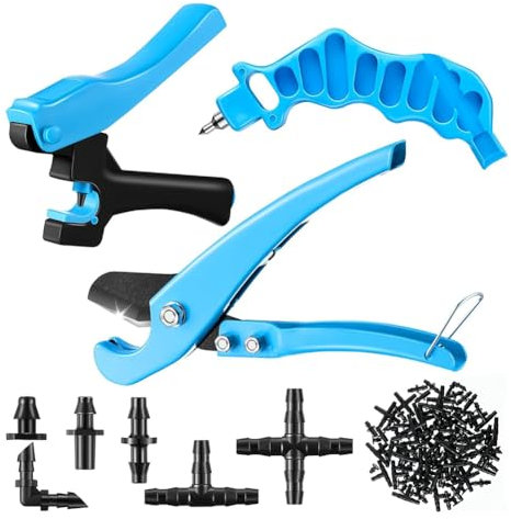 Vjsujehgy Herramientas Perforadoras para Cortar Tubos de Riego por con 115 Tapones de Riego, Perforadoras para Tubos de 1/4 Pulgada