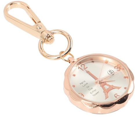 LIFKOME Goldene Taschenuhr im Vintage Stil mit Arabischen Ziffern | Legierung und Glas, Clip On Design, Mehrzweck Schlüsselanhänger, für Verschiedene Anlässe und Draußen