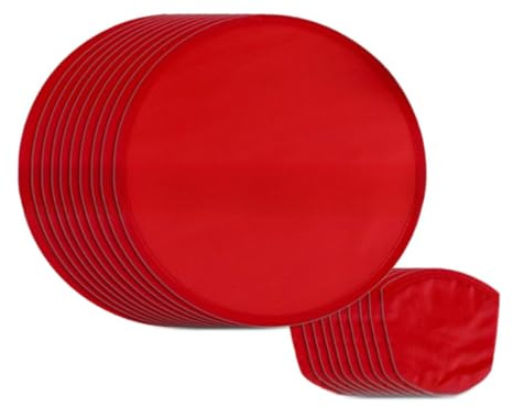 LOVIVER 10 Stück Faltfächer, Runder Fächer, Durchmesser 20 cm, Handventilator, Sommer Klassiker mit Tasche, Faltbar, Handfächer Tragbare Einfarbig Fächer, für Auftritte