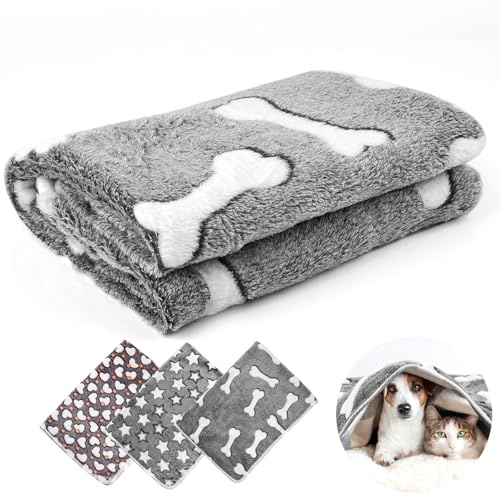 Neerow 3 Stück Hundedecke, 104 x 76 cm Katzendecke Sofa | Weich Fleece Haustier Decke Flauschig, Kuscheldecke Hunde Waschbar für Hunde, Katzen, Sofas, Autos, Betten, Transportbox