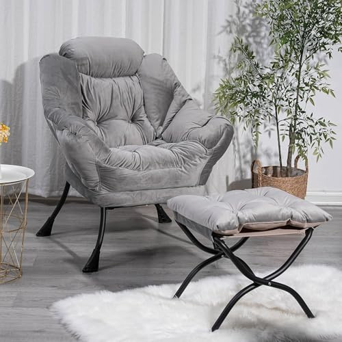 AeasyG Sillón reclinable con ottomano, sillón de salón Acento Moderno, sillón de sofá Acolchado para Tiempo Libre