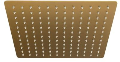 Vetrineinrete® Soffione doccia ultra slim quadrato 25x25 cm oro satinato effetto pioggia attacco universale ½