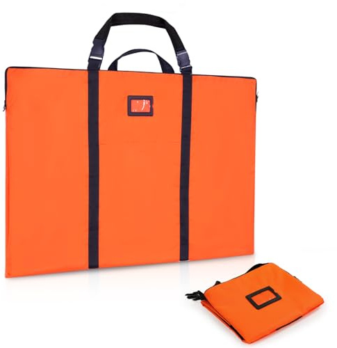 GNEGNI LIFE Künstler Portfolio Tasche A1, 61 x 91,4 cm Zeichenmappe mit Schulter und Tragegriff, wasserdichte Malmappen für Kunstwerke, Skizzen, Zeichnungen, Gemälde, Poster, Fotografie (Orange)