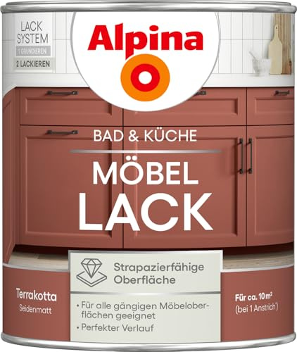 Alpina Bad & Küche Möbel-Lack Terrakotta – Seidenmatt – 0,75 Liter