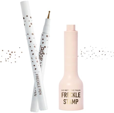 Fünf-Punkt-Sommersprossen-Stempel & flüssiger Mikro-Puder-Sommersprossen-Stift, Liquid Freckles Pen & Fünf-Punkt-Sommersprossen-Stempel,Natürlich aussehender Sonnenkuss,Schnell trocknend -Medium Brown