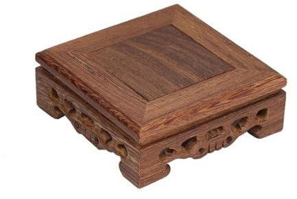 Puesto de Plantas Base Cuadrada Tallada en Madera de secuoya for decoración del hogar, jarrones, Plantas, esculturas y Soportes de exhibición.(Grande)