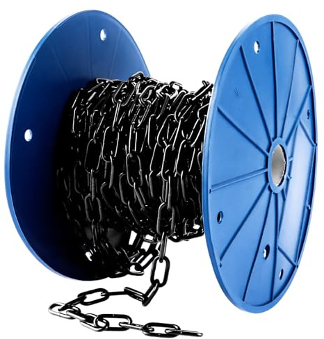 WOPPLXY Kette Schwarz, 15m 3mm Ketten Langgliedrig Lastlager Kette, Sicherheitskette aus Kohlenstoffstahl zum Aufhängen von Zäunen, Schaukelkette, Ketten Hängesessel