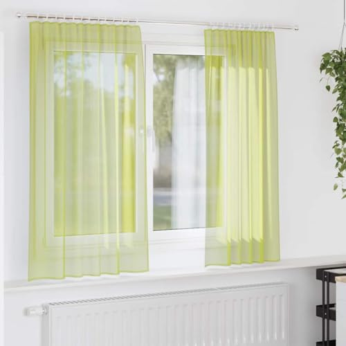 Genérico Cortinas de Gasa con Bolsillos para Varillas 2 uds. Verde,Casa y jardín,Decoración,Tratamientos de la Ventana,Cortinas y visillos,Verde,0.35 KG,4102161