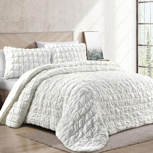 NOVOTEXTIL Edredón Relleno Nórdico Cama 150 (250x270), Edredón Blanco de Fibra 300 gr/m² con 2 Fundas de Almohada 50x70 - Nórdico Invierno Suave, Ligero y Transpirable con Diseño Elegante