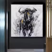ZHUOYA Abstraktes Wandbild mit spanischem Stier, hochauflösender Leinwanddruck, geeignet für Wohnzimmer und andere Räume (60 x 60 cm/rahmenlos)
