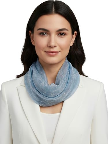 zarolo Sciarpa da donna ad anello, sottile sciarpa tubolare, leggera da donna, sottile sciarpa rotonda in viscosa leggera, Azzurro, Taglia unica