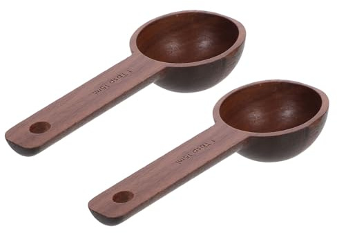 Sewroro Cucharas Medidoras de Madera de Nogal 15 Ml Juego de 2 Piezas para Café Granos Té y Azúcar Cucharas Pequeñas para Cocina y Horneado Utensilios Portátiles para Uso Doméstico y