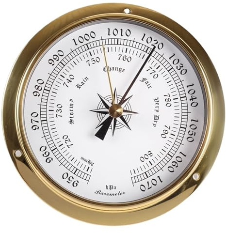 SHENJMAI Barometro a quadrante Termometro barometro igrometro da Parete 115 mm, Orologio, Stazione meteorologica, for Interni ed Esterni(Color 1)