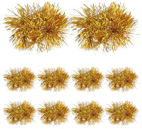MAGICLULU Lot de 10 Pompons de Pom-Pom Girl Réutilisables Dorés Bracelet Ajustable, Accessoires Compacts et Légers pour Réunions Sportives, Cheerleading et Spectacles de Danse