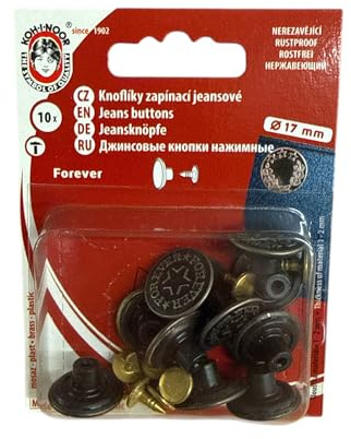 Jeansknöpfe Patentknöpfe Ersatz Knöpfe Jeans Hosen Druckknöpfe Nieten 17mm (Altsilber, 10 Stück)