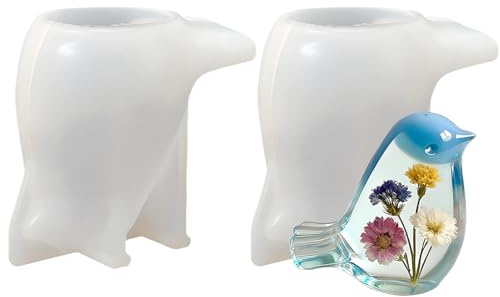 Lot de 2 moules en résine de silicone époxy à démoulage facile en forme d'oiseau | Moules en silicone pour travaux manuels en résine | Pour savon, argile, plâtre, décorations d'intérieur, amateurs