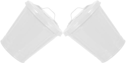 OSALADI Lot de 2 Petites Poubelles de Bureau Blanches Multifonctions en Métal Galvanisé Couvercle, Pots de Fleurs et Jardinières Compactes pour Rangement et Décoration de Table, Usage