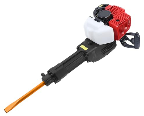 Rivningshammare bensin 52 cc 1 900 W mejselhammare, 20–55 J 1 500 bpm, betong, stämhammare med spets och platt mejsel, byggrivverktyg, 70 dB