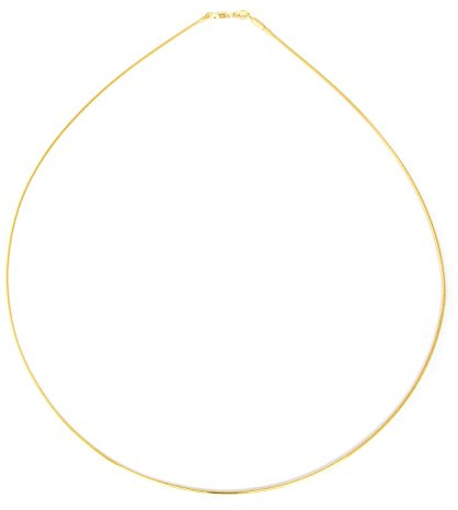 1mm 14k gold plated on solid sterling silver 925 Italian Omega chain necklace chocker with spring ring clasp - 12 14 16 18 20 22 24