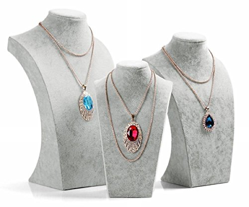 Sinoba Schmuckbüste Schmuckhalter Kettenhalter Schmuckständer grau (H2: 25.5 cm)