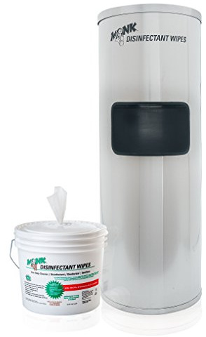 Monk Wipes Disinfecting Wipes Starter Pack W/Stainless Steel Stand Gym Disinfecting Wipes Dispenser & Refill Bucket (800 Count) (99908003005)