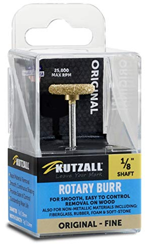 Kutzall Original Rotorsägenfräser, 1⁄8 Schaft, fein - Holzbearbeitungsaufsatz für Dremel, Foredom, DeWalt, Milwaukee. Abrasives Wolframkarbid, 3⁄4 (19mm) Durchmesser X 1⁄8 (3,1mm) Länge, RS-34-EG