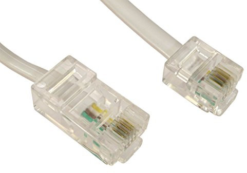PC Supplies Limited PCSL® RJ11 to RJ45 Cable - Telephone/Handset Cable - Connects Analogue Telephones to Wall Socket (1m, White)
