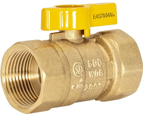 Eastman 1 Inch FIP Straight Gas Ball Valve with 1/4-Turn Handle, Brass Plumbing Fitting, 60013