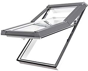 BLITZVERSAND!! AFG- Skylight Dachfenster Schwingfenster PVC 78 x 140 mit Eindeckrahmen für Dachziegel Außenfarbe Dunkelbraun !