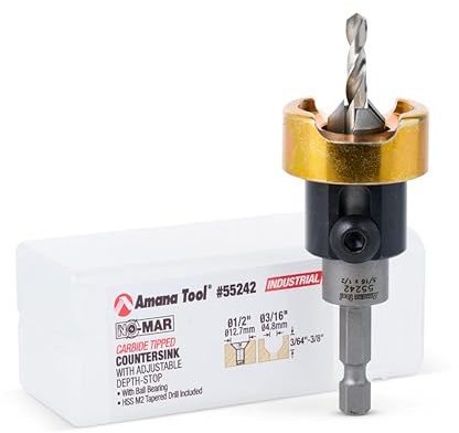 Amana Tool - 55242 Carbide Tipped 82° Countersink with Adjustable Depth Stop & No-