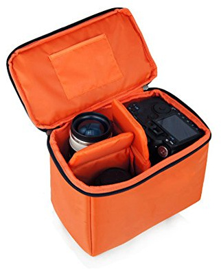 Orange Wasserdicht Stoß Partition Gepolsterte Kamera-Taschen SLR DSLR Insert Schutztasche mit Top-Griff für DSLR Einstellung Objektiv oder Blitzlicht (Kleine)